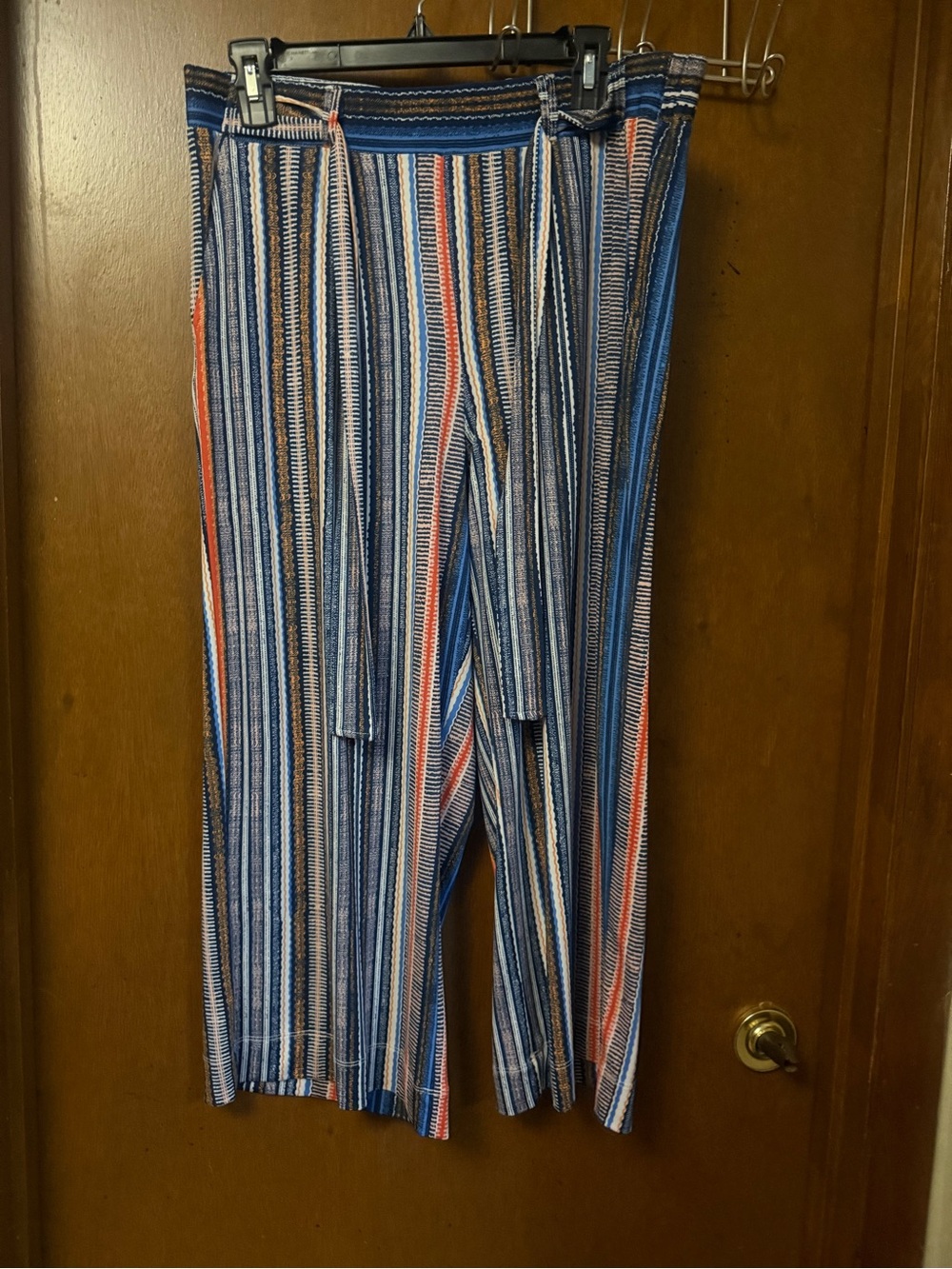 JohnPaulRichard Navy Multi Striped Tie-Waist Pants